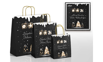 Sac papier Kraft NOEL+poignée 26/12/32cm - 50pcs